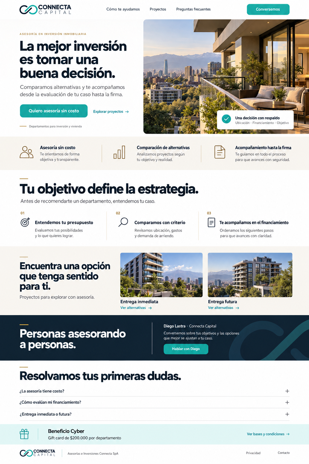 Terraza de un departamento con vista a Santiago